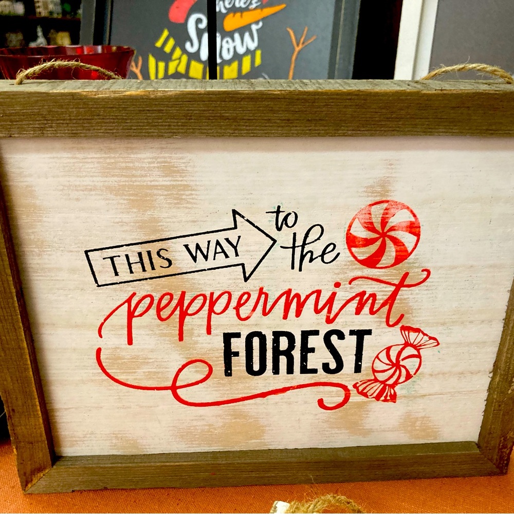 Peppermint Forest hanging sign